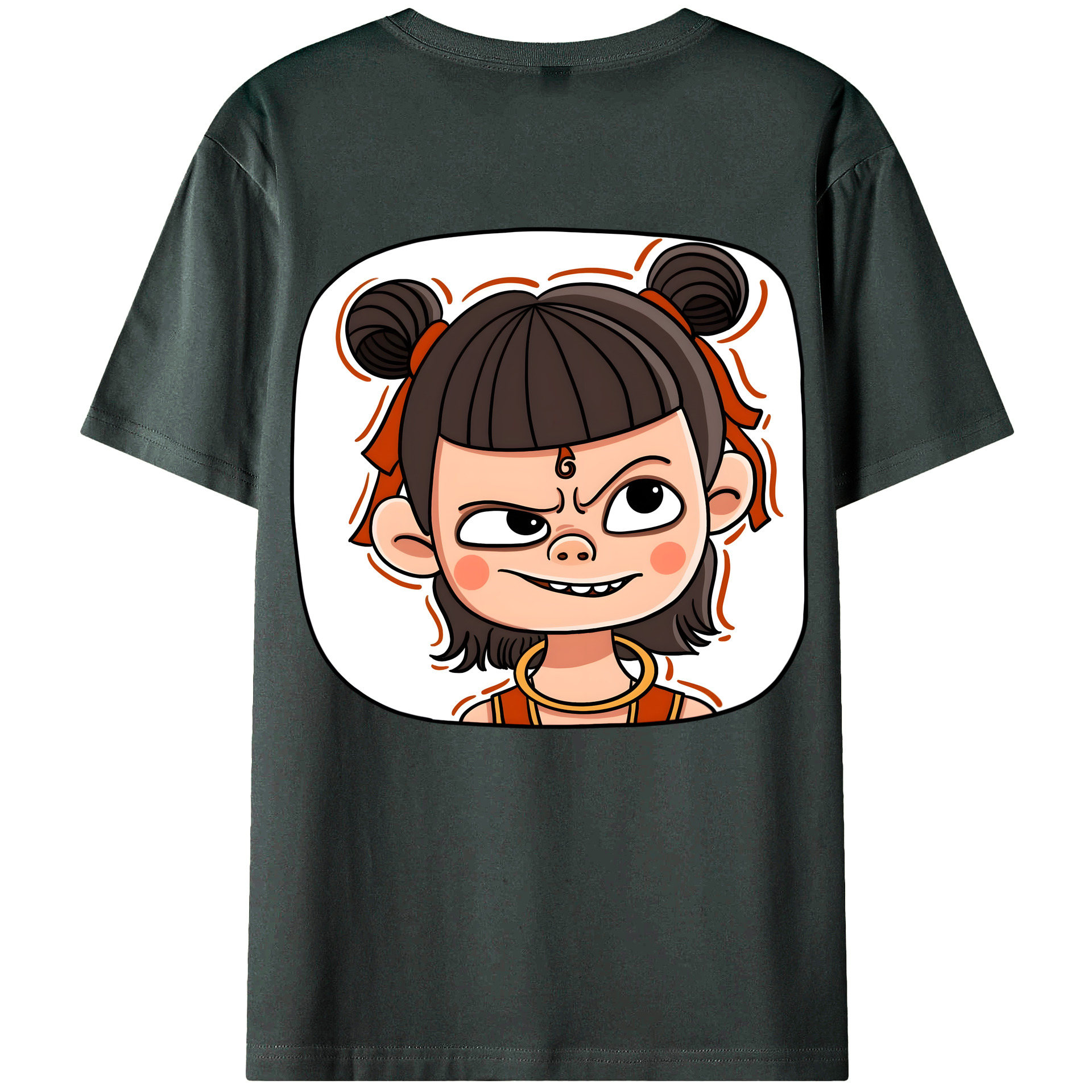 （画像用） Ne Zha 2 ナタ 魔童の大暴れ 綿100％ メンズ半袖Tシャツ（バックプリント） 通気性
